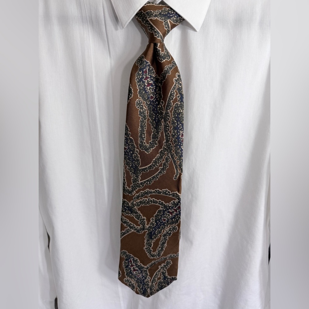 Dior Brown and Blue Paisley Silk Tie